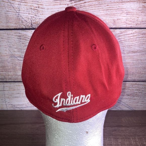 Men's Top of the World Crimson Indiana Hoosiers Red & White Fitted Hat - Picture 4 of 12